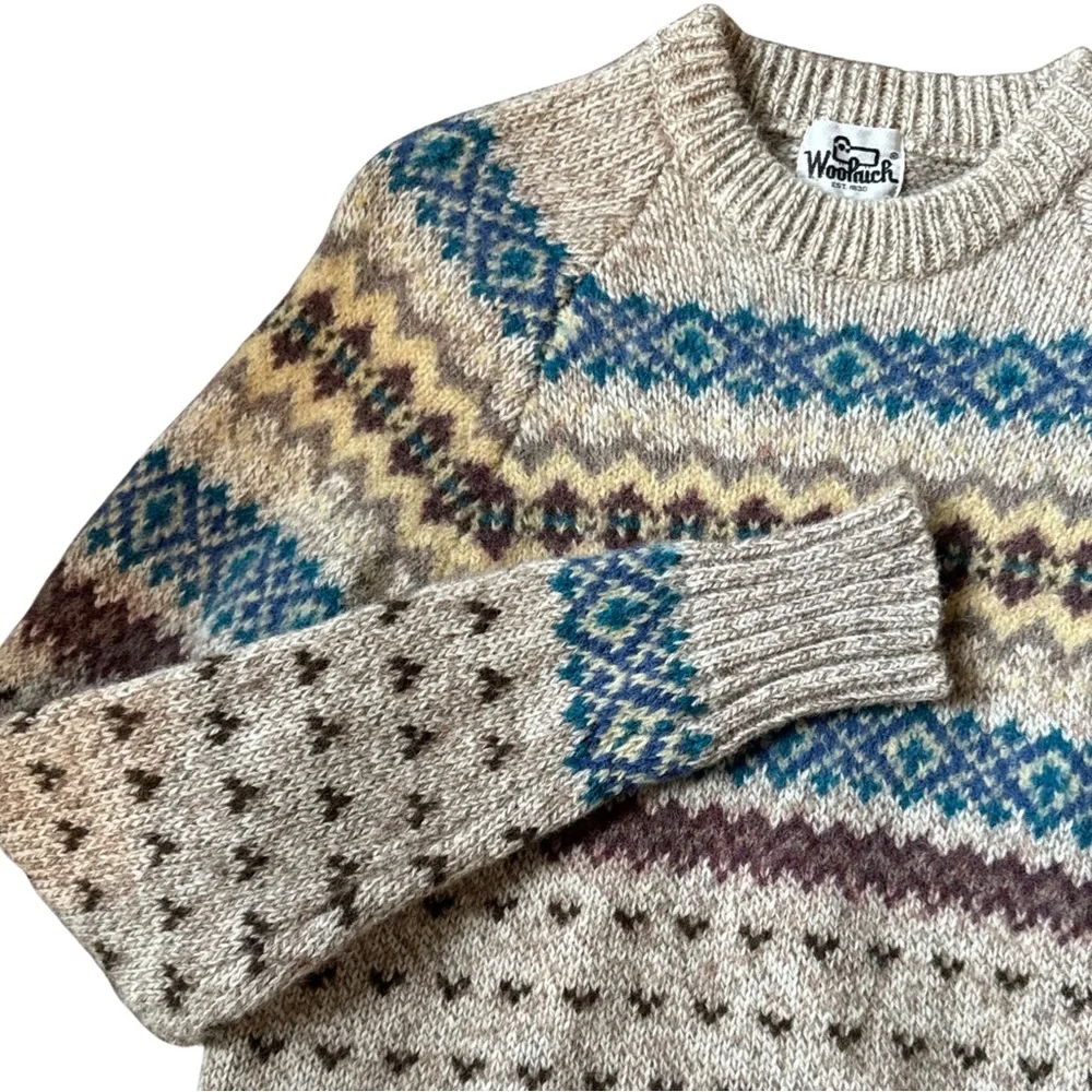Vintage 1960’s Woolrich Fair Isle Sweater Wool - Picture 6 of 11